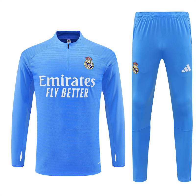 2025 26 real madrid light blue tracksuit adidas cuff logos player version front 2025-26 Real Madrid Light Blue Tracksuit - Adidas Cuff Logos - Player Version - Front