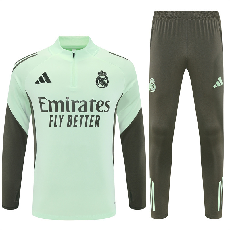 2025 26 real madrid light green tracksuit front 2025-26 Real Madrid Light Green Tracksuit - Front