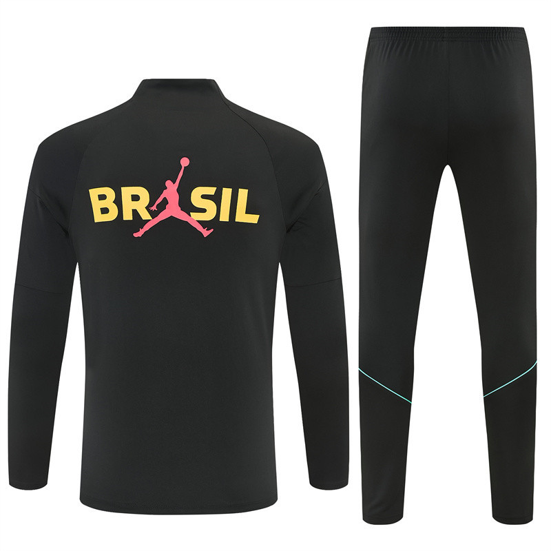 2026 27 jordan x brazil black and yellow tracksuit back 2026-27 Jordan x Brazil Black and Yellow Tracksuit - Back