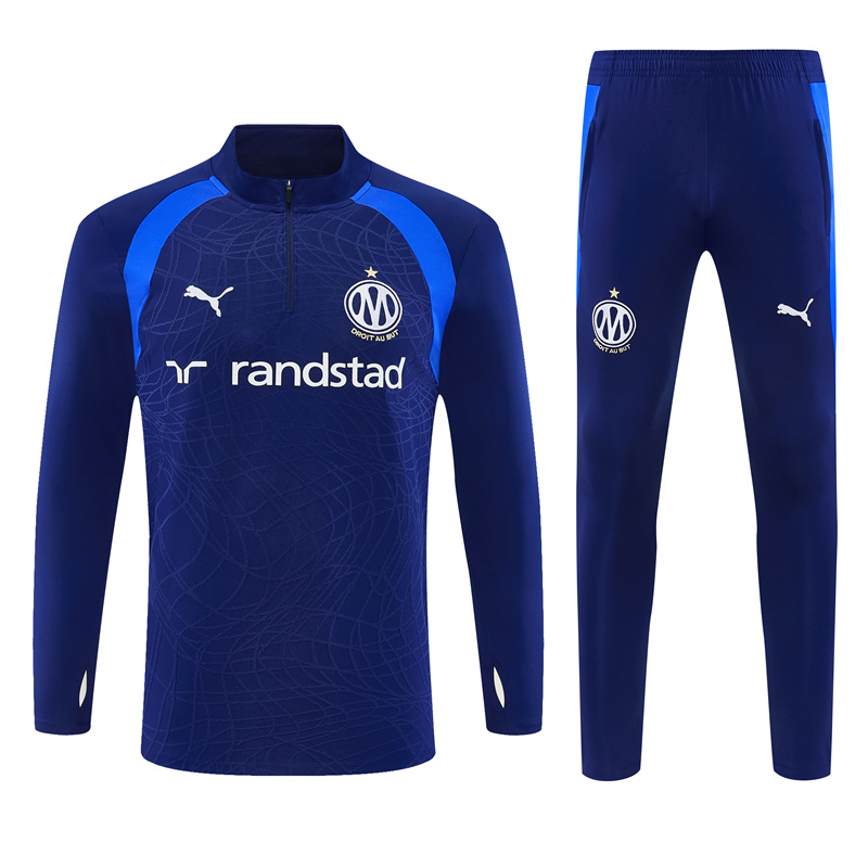 2026 27 marseille navy blue tracksuit front 2026-27 Marseille Navy Blue Tracksuit - Front