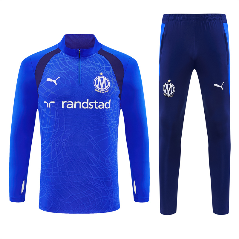 2026 27 marseille royal blue tracksuit front 2026-27 Marseille Royal Blue Tracksuit - Front
