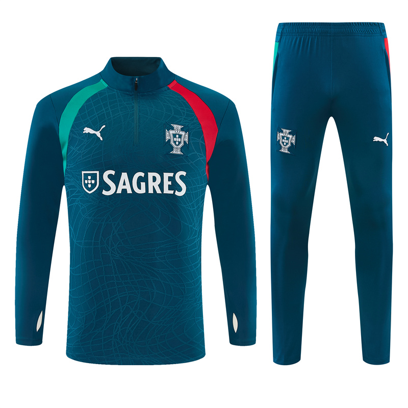 2026 27 portugal dark green tracksuit front 2026-27 Portugal Dark Green Tracksuit - Front