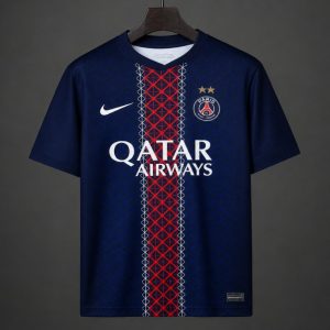 2 Stars 25 26 PSG Home Jersey With Back 2 Back Champion Printing - Front