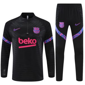 2021-22 FC Barcelona Black Tracksuit - Player Version - Front