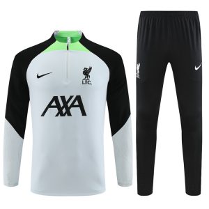 2023-24 Liverpool Light Grey and Green Tracksuit - Front