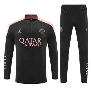 2024-25 Jordan x PSG Black and Pink Tracksuit - Player Version - Front