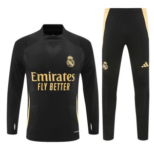 2024-25 Real Madrid Black and Gold Tracksuit - Player Version - Front