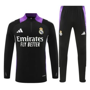 2024-25 Real Madrid Black and Purple Tracksuit - Front