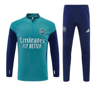2025-26 Arsenal Green Tracksuit - Adidas Cuff Logos - Player Version - Front