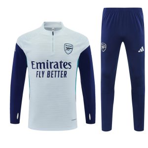 2025-26 Arsenal Light Grey Tracksuit - Adidas Cuff Logos - Player Version - Front