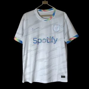 2025/26 Barcelona White Nike Football Jersey with Spotify Sponsorship and Rainbow Accents - Front