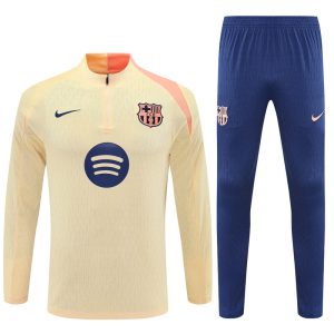 2025-26 FC Barcelona Cream Tracksuit - Player Version - Front