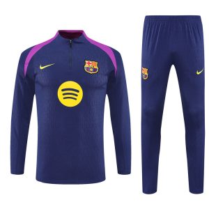 2025-26 FC Barcelona Navy Blue Tracksuit - Player Version - Yellow Logos - Front