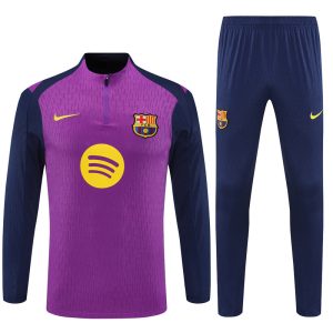 2025-26 FC Barcelona Purple Tracksuit - Player Version - Yellow Logos - Front