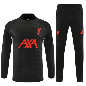 2025-26 Liverpool Black Tracksuit - Adidas Cuff Logos - Player Version - Front