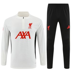 2025-26 Liverpool Off-White Tracksuit - Adidas Cuff Logos - Player Version - Front