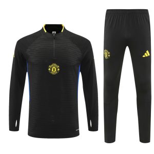 2025-26 Manchester United Black Tracksuit - Adidas Cuff Logos - Player Version - Front