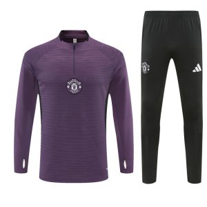 2025-26 Manchester United Purple Tracksuit - Adidas Cuff Logos - Player Version - Front