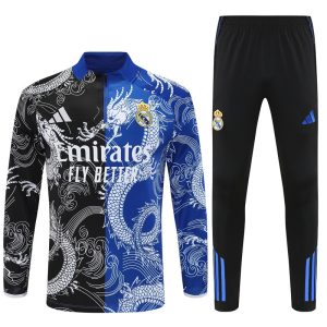 2025-26 Real Madrid Black and Blue Tracksuit - Special Edition - Front