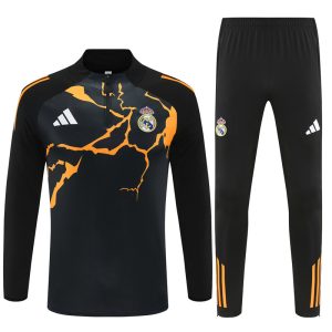 2025-26 Real Madrid Black and Orange Tracksuit - Camo - Front