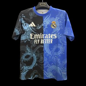 2025/26 Real Madrid Blue and Black with Split Dragon Design Jersey - Front