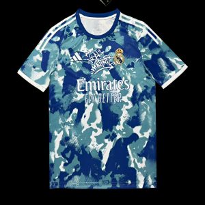 2025/26 Real Madrid Blue Camouflage with Teal Pattern Jersey - Front