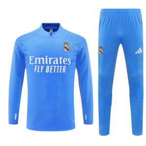 2025-26 Real Madrid Light Blue Tracksuit - Adidas Cuff Logos - Player Version - Front