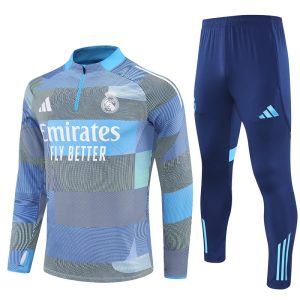 2025-26 Real Madrid Light Blue Tracksuit - Camo - Front