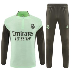 2025-26 Real Madrid Light Green Tracksuit - Adidas Cuff Logos - Player Version - Front
