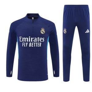 2025-26 Real Madrid Navy Blue Tracksuit - Adidas Cuff Logos - Player Version - Front