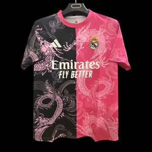 2025/26 Real Madrid Pink and Black with Split Dragon Design Jersey - Front