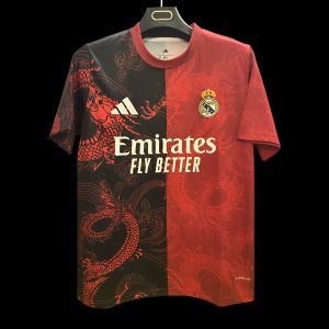 2025/26 Real Madrid Red and Black with Split Dragon Design Jersey - Front