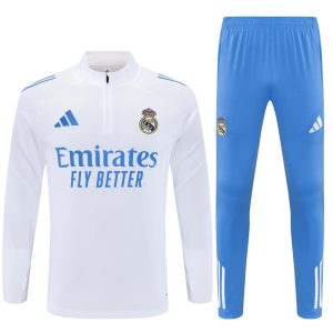 2025-26 Real Madrid White and Light Blue Tracksuit - Front