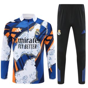 2025-26 Real Madrid Yellow and Blue Tracksuit - Camo - Front