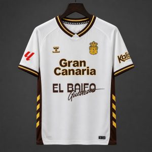 2025/26 UD Las Palmas Away White Brown Jersey – Quevedo  El Baifo  Limited Edition - Front