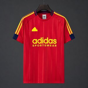 2026/27 Adidas Originals Red with Yellow Stripe Retro Football T-Shirt - Front