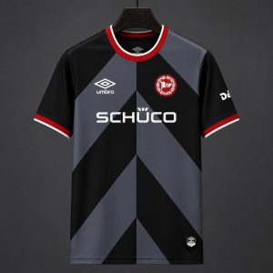 2026/27 Arminia Bielefeld Away Black and Grey with Diagonal Chevron Pattern Jersey - Front