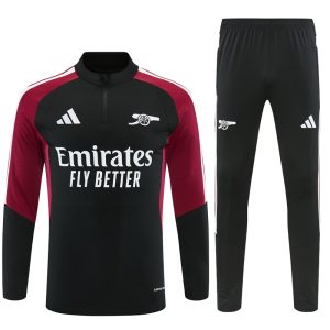 2026-27 Arsenal Black and Burgundy Tracksuit - Front
