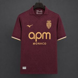 2026/27 AS Monaco Away Maroon Jersey - Front