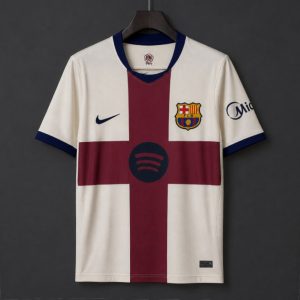 2026/27 Barcelona White with Burgundy Cross Away Jersey - Front