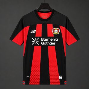 2026/27 Bayer 04 Leverkusen Home Black Red Vertical Stripes Jersey - Front