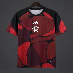2026/27 Flamengo 2026 Pre-Match Red Black Burgundy Jersey - Front