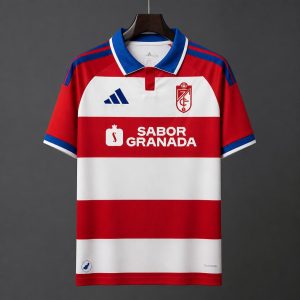 2026/27 Granada CF Red & White Hoops Home Jersey - Front