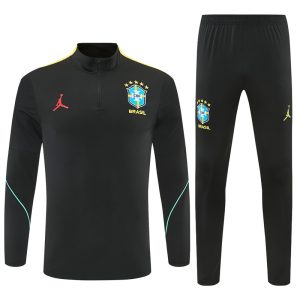 2026-27 Jordan x Brazil Black and Yellow Tracksuit - Front