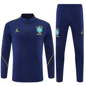 2026-27 Jordan x Brazil Navy Blue Tracksuit - Front
