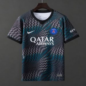 2026/27 PSG Paris Saint-Germain Home Goalkeeper Black Blue Zigzag Pattern Jersey - Front