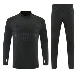 2026-27 Real Madrid Black Tracksuit - All-Black Edition - Front