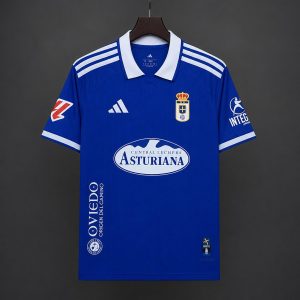 New arrivals 2026/27 Real Oviedo Home Blue with White Collar Jersey - Front