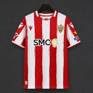 2026/27 UD Almería Red & White Brush Stripes Home Jersey - Front