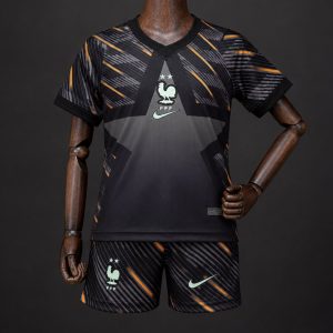 2026 Kids France Black with Orange Away Jersey - Front